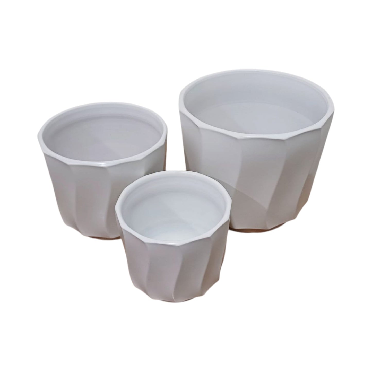 Líneas Curvas Blanca Pack 3 Macetas