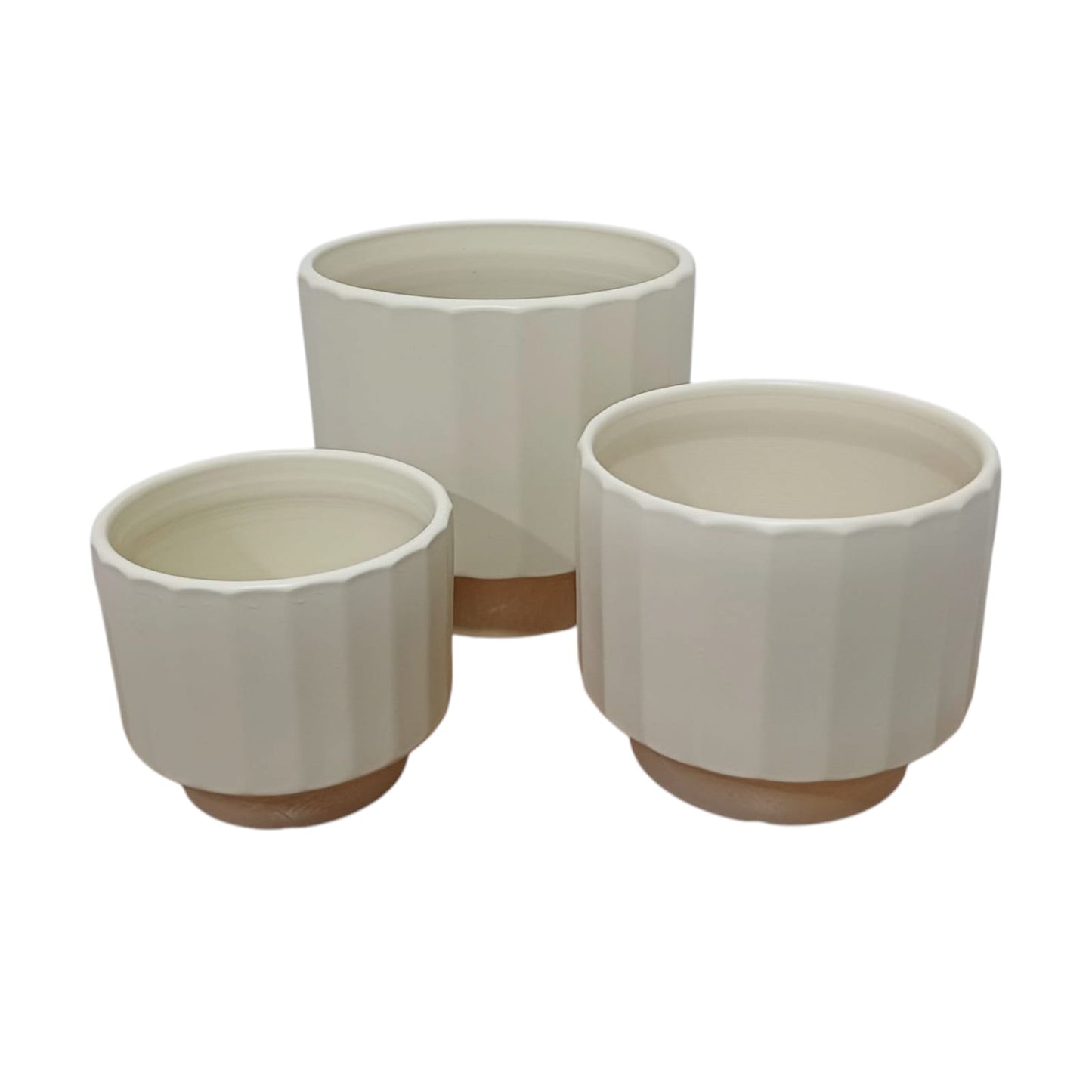 Líneas Vertical Beige Pack de 3 Macetas