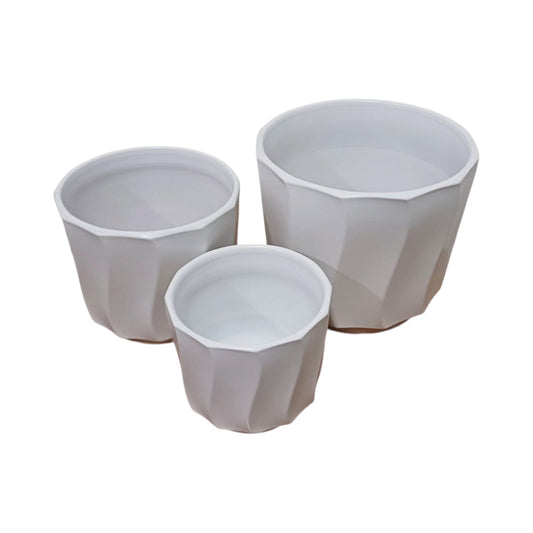 Líneas Curvas Blanca Pack 3 Macetas