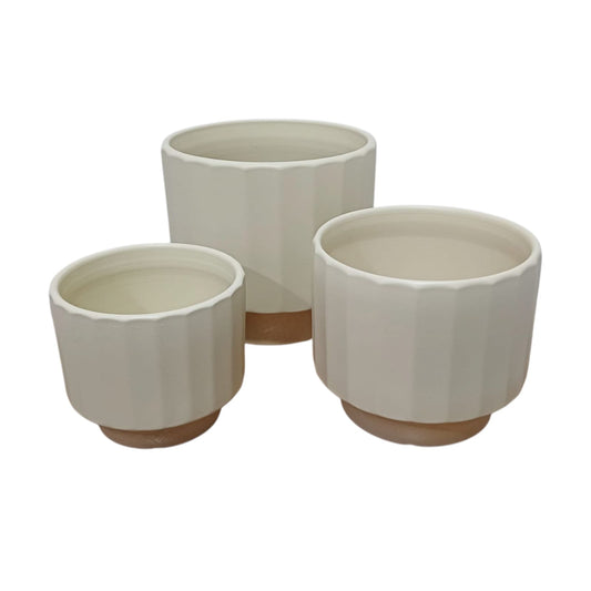 Líneas Vertical Beige Pack de 3 Macetas