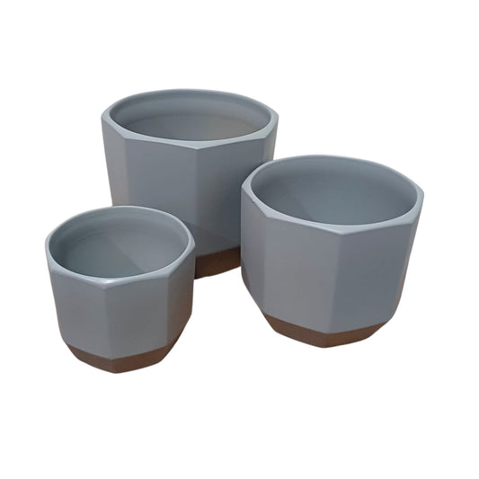Octágono Color Gris Pack 3 Macetas