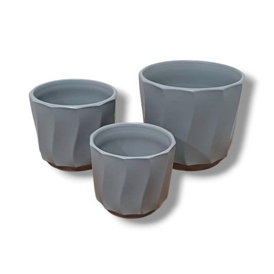Lineas Curvas Gris Pack 3 Macetas